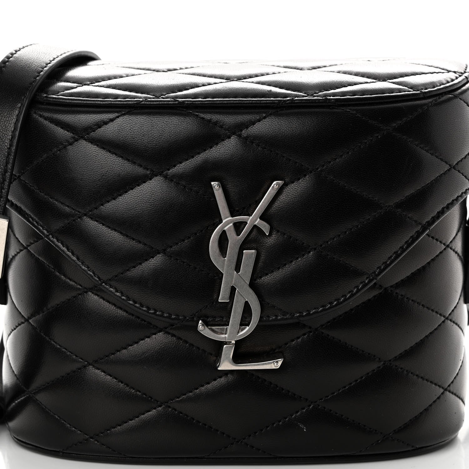 Saint Laurent Lambskin Quilted Monogram June Box Bag Black 7 of 10