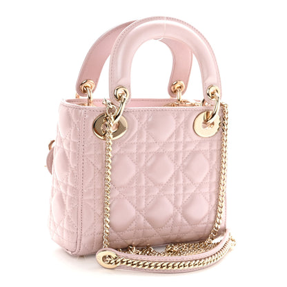 Christian Dior Metallic Lambskin Cannage Mini Lady Dior Lotus 3 of 9