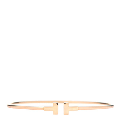 Tiffany 18K Rose Gold Narrow T Wire Bracelet 1 of 5