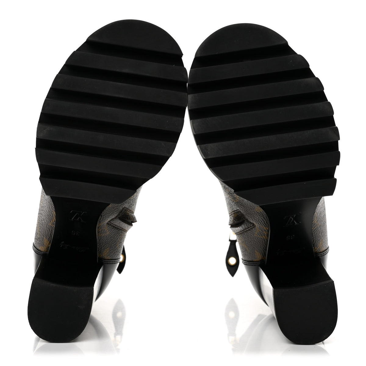 Patent Calfskin Monogram Star Trail Ankle Boots 36 Black