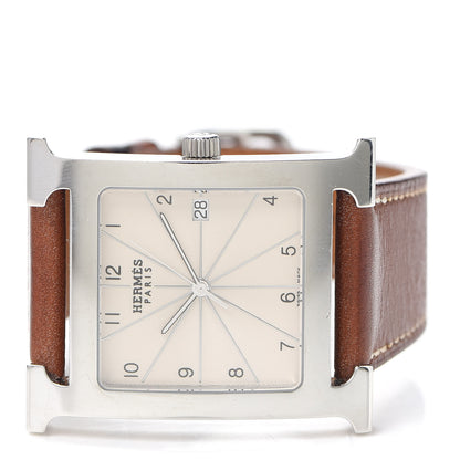 Hermes Stainless Steel Barenia 30.5mm Heure H Hour Quartz Watch Fauve 2 of 5