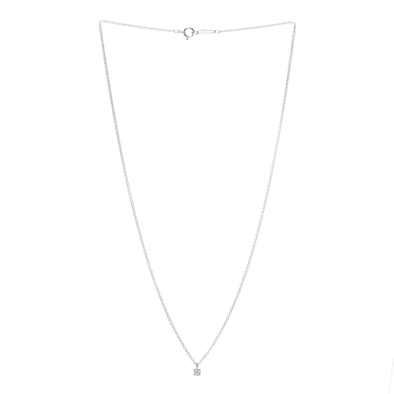 Tiffany Platinum Diamond .12ct Solitaire Pendant Necklace 3 of 5
