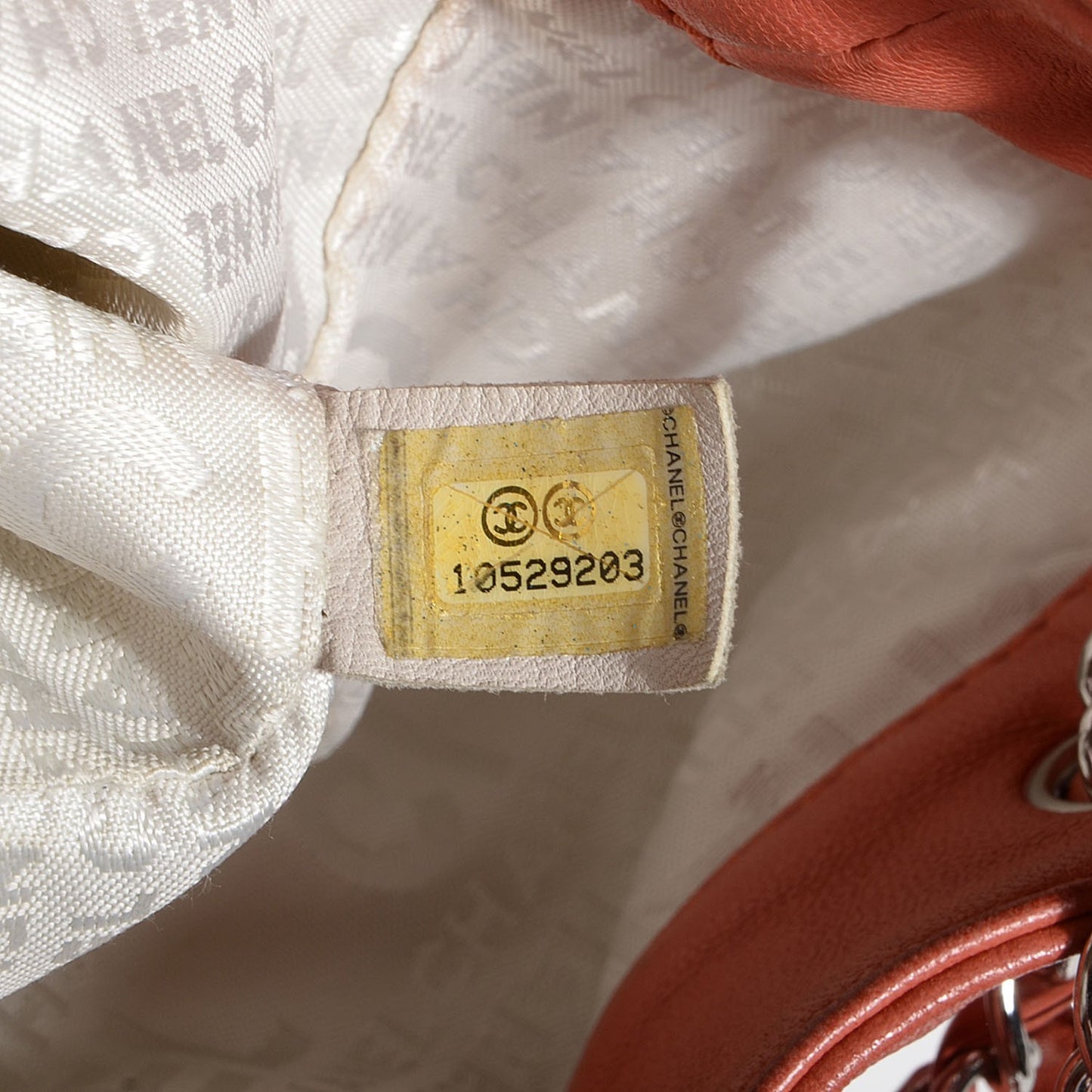 Lambskin Contrast Stitch Large Drawstring Tote Coral