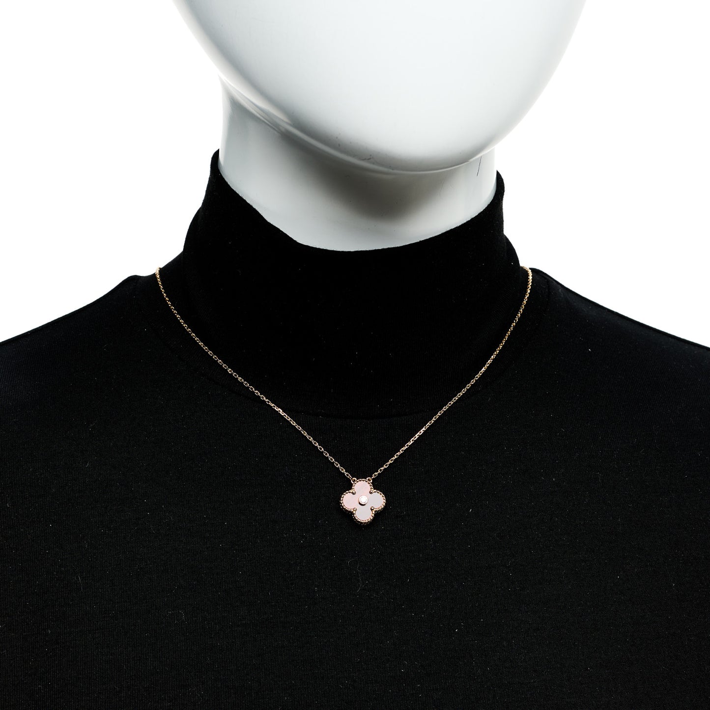 18K Rose Gold Diamond Bulls Eye Vintage Alhambra Pendant Necklace