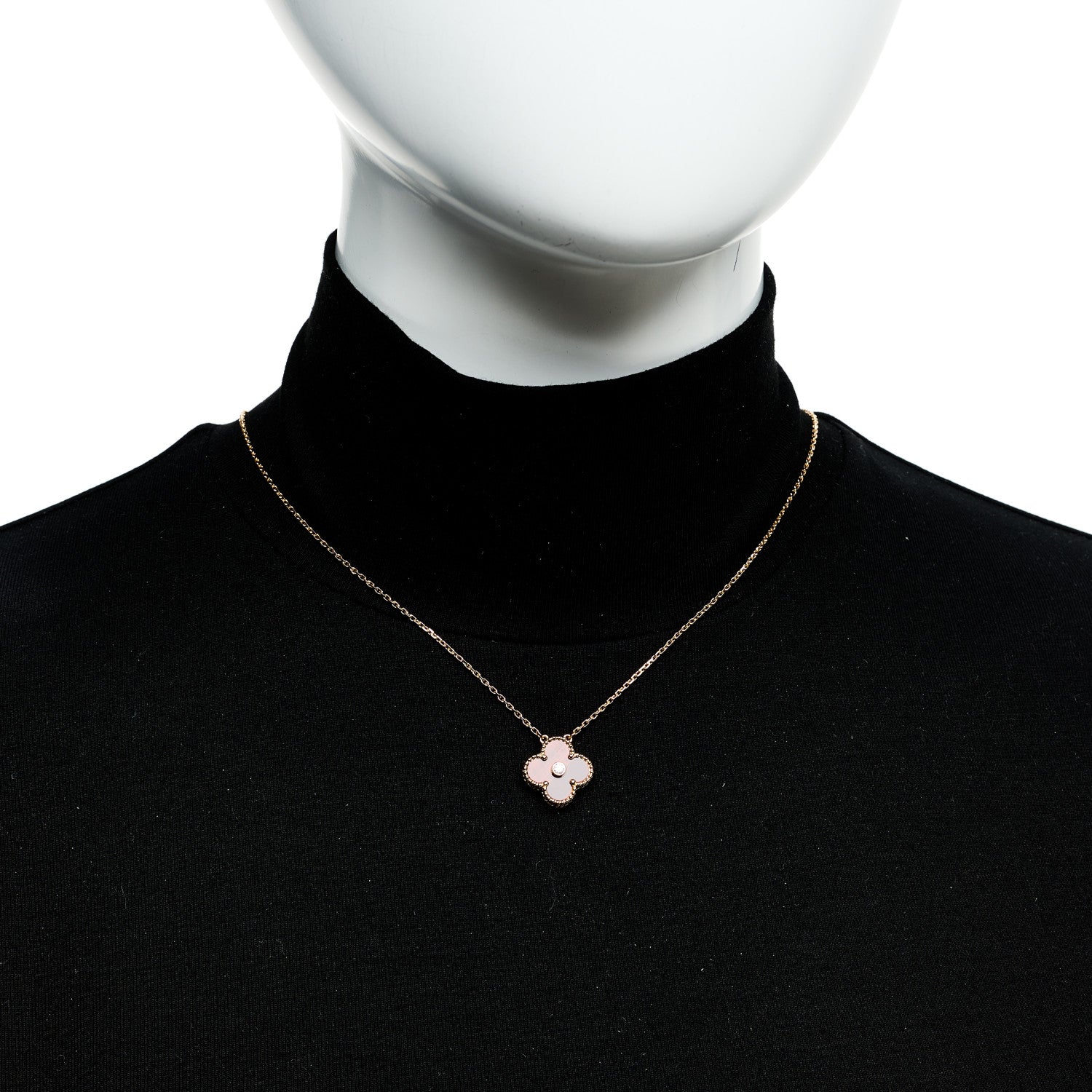 Van Cleef & Arpels 18K Rose Gold Diamond Bulls Eye Vintage Alhambra Pendant Necklace 2 of 5