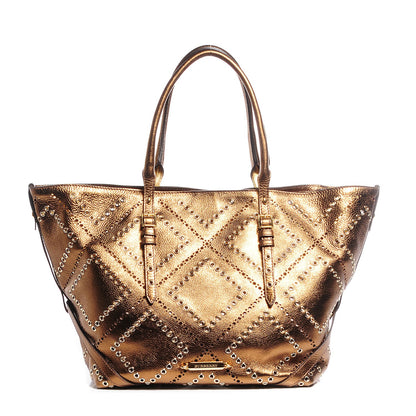 Burberry Metallic Calfskin Perforated Grommet Medium Salisbury Tote Bronze 1 of 8