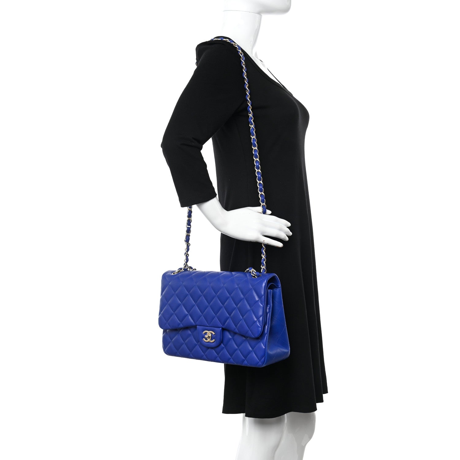 Chanel Lambskin Quilted Jumbo Double Flap Blue 2 of 10