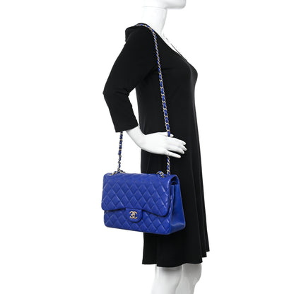 Chanel Lambskin Quilted Jumbo Double Flap Blue 2 of 10