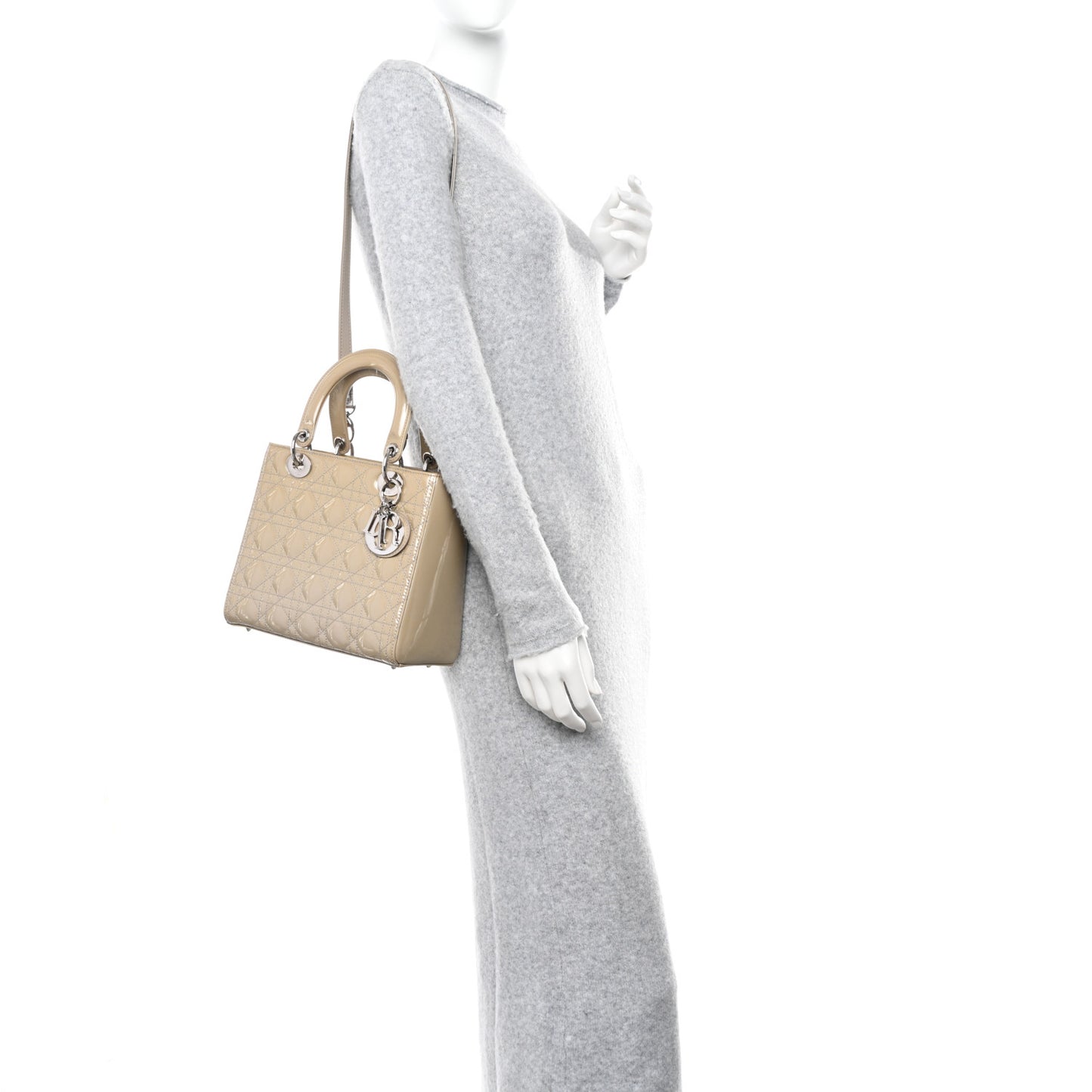 Patent Cannage Medium Lady Dior Grey