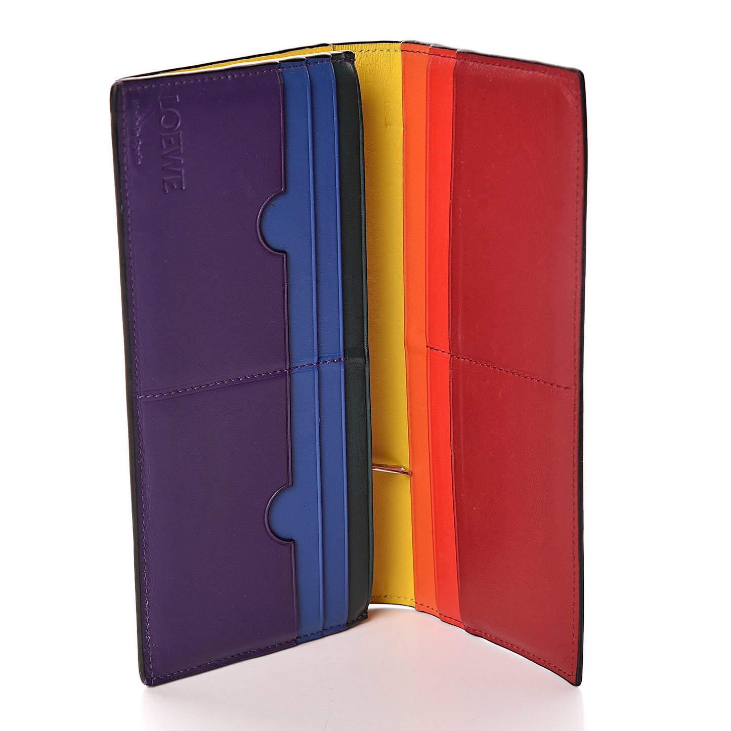 Calfskin Rainbow Long Horizontal Wallet Black