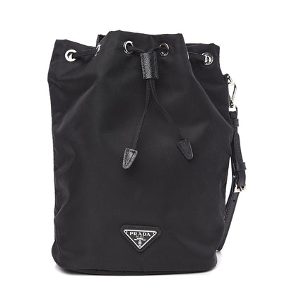 Prada Saffiano Tessuto Nylon Vela Bucket Wristlet Black 1 of 8