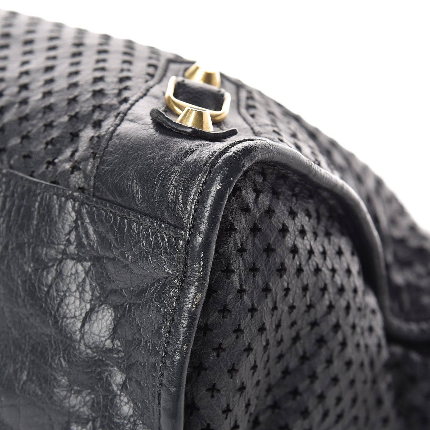 Agneau Laser Cut Cross Classic Gold Hardware City Grey
