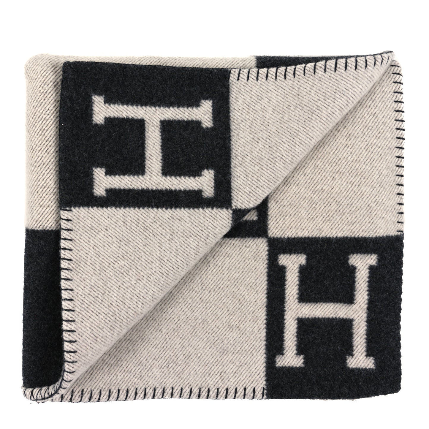 Wool Cashmere Avalon III Blanket Ecru Gris Fonce