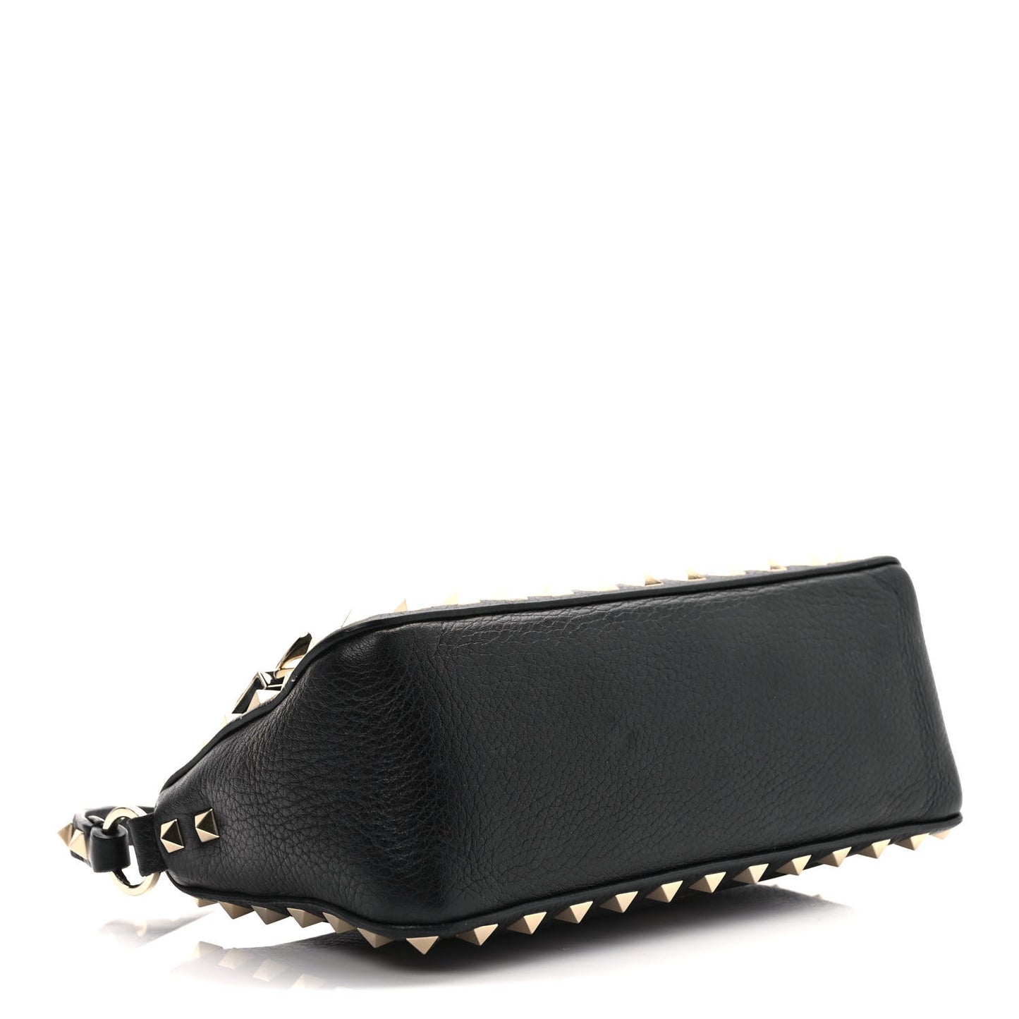 Pebbled Calfskin Small Rockstud Flip Lock Shoulder Bag Black