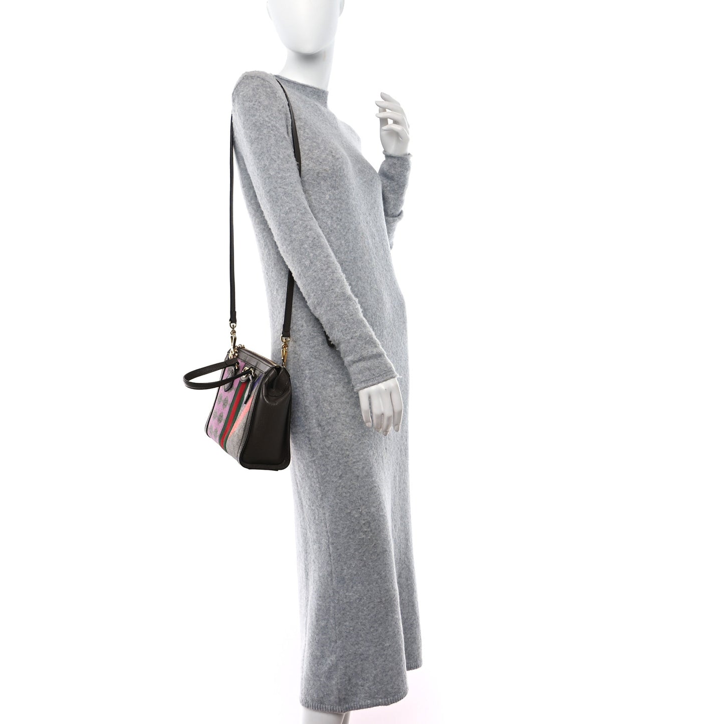 GG Supreme Monogram Equestrian Web Small Ophidia Tote Bag Beige Multicolor New Acero