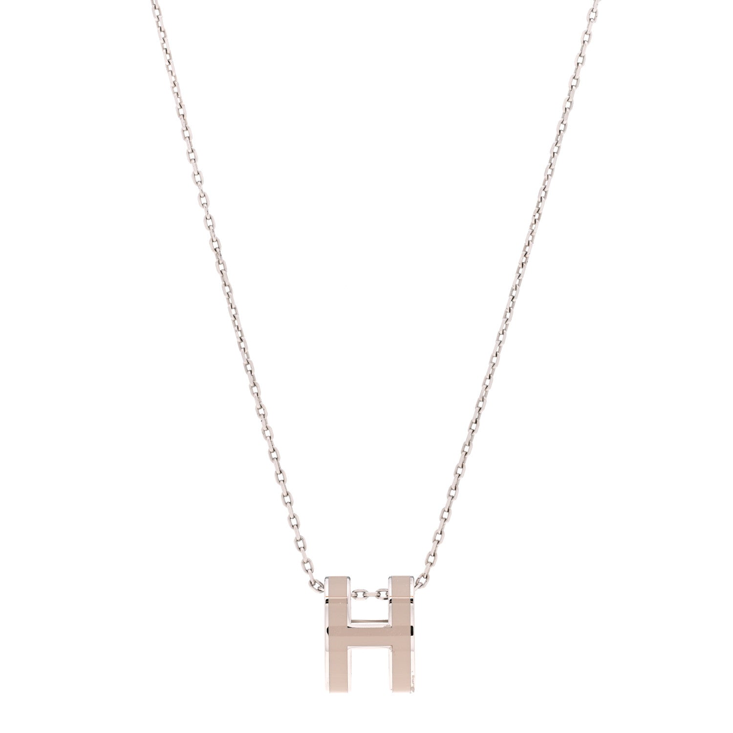 Hermes Lacquered Palladium Pop H Pendant Necklace Marron Glace 1 of 7