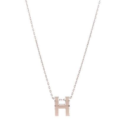 Hermes Lacquered Palladium Pop H Pendant Necklace Marron Glace 1 of 7