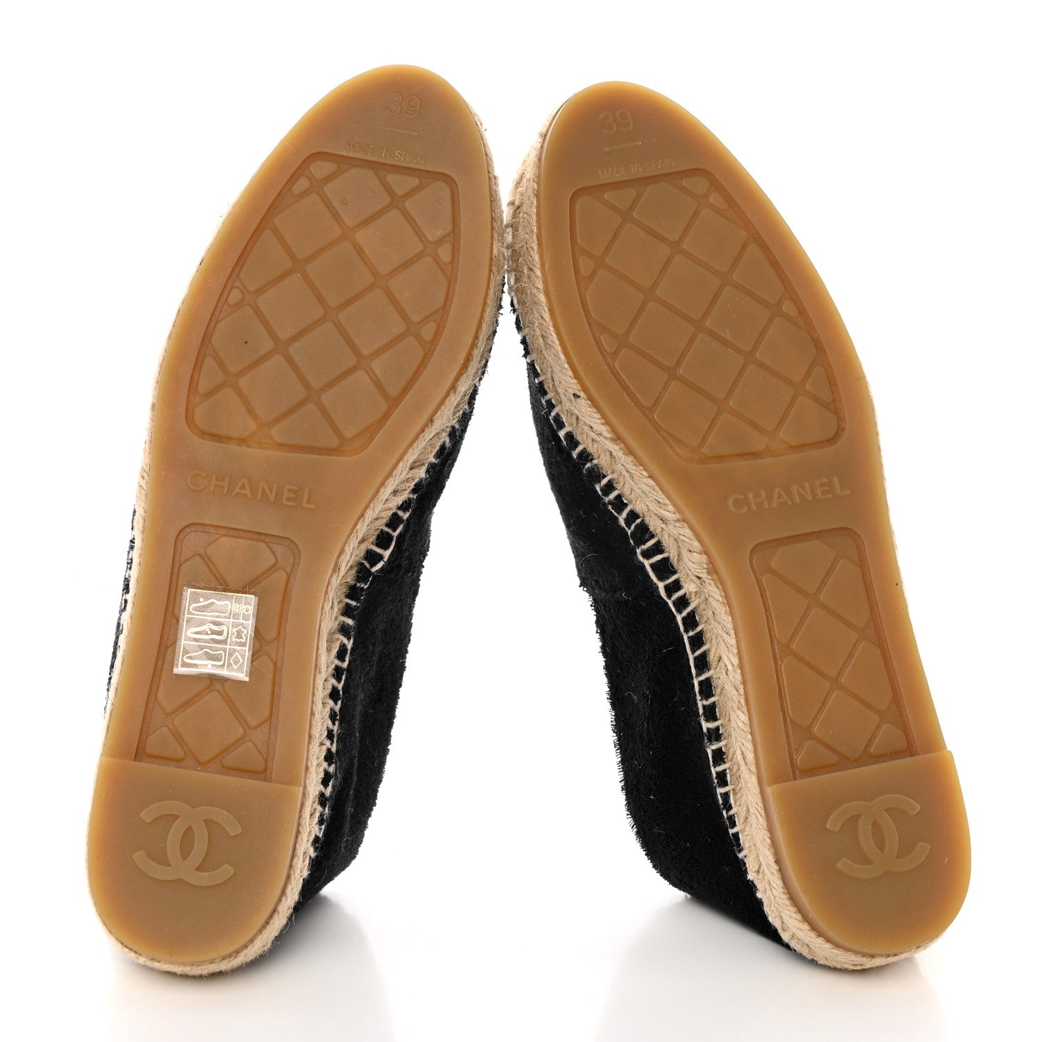 Chanel Cotton Lambskin CC Espadrilles 39 Black White 5 of 9
