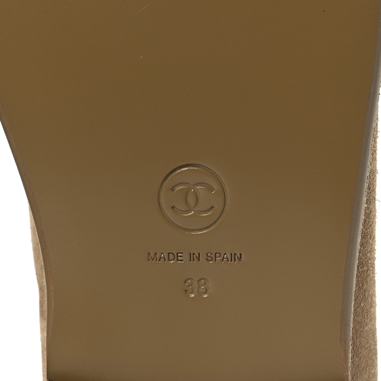 Suede Calfskin CC Loafers 38 Dark Beige