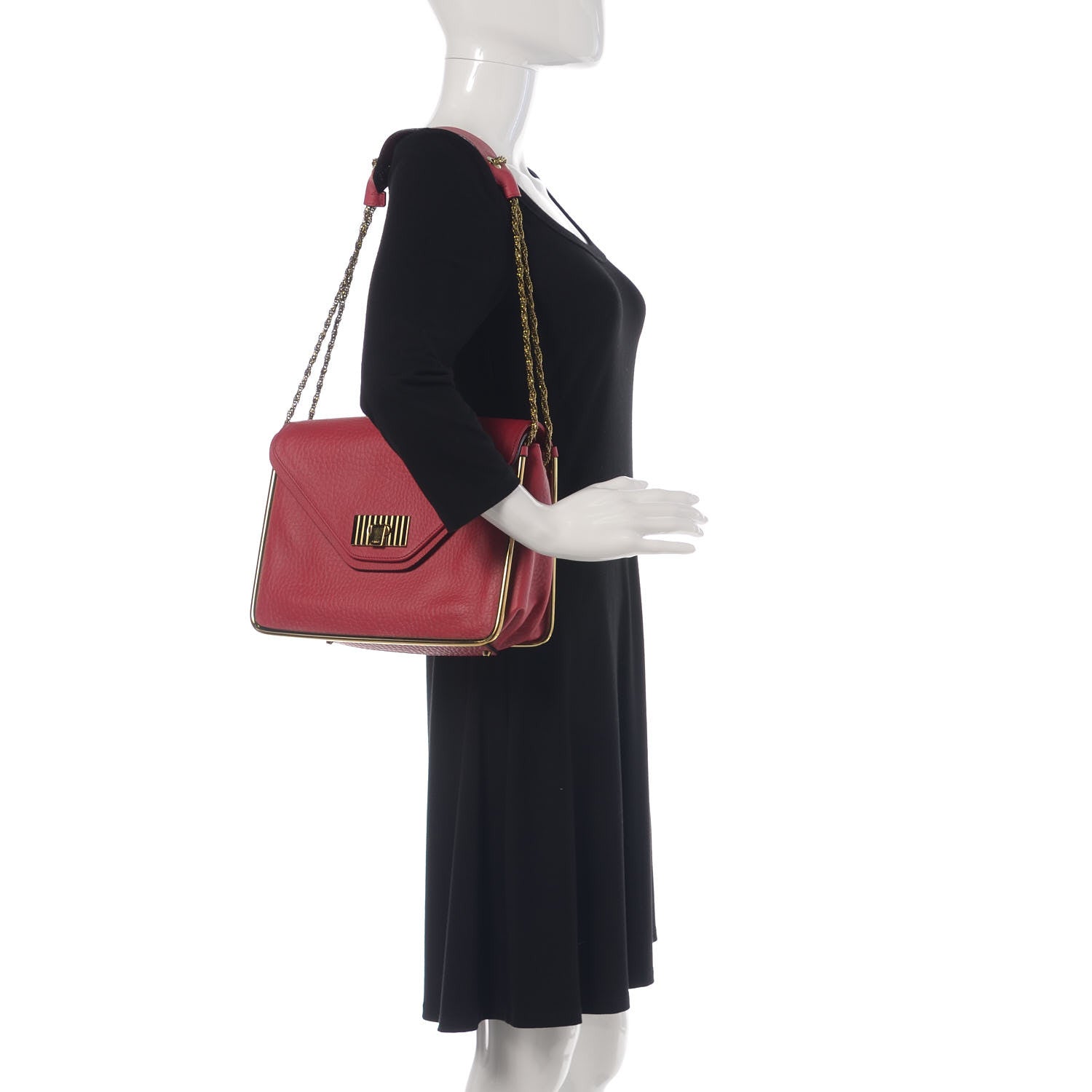 Chloe Grained Calfskin Medium Sally Flap Bag Red 2 of 12