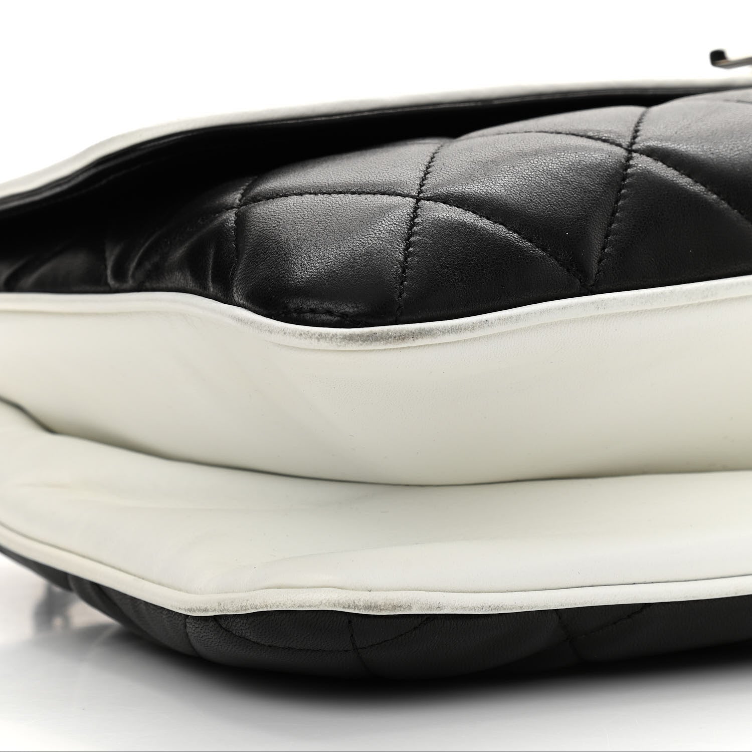 Chanel Lambskin Quilted Flap Black White 9 of 14