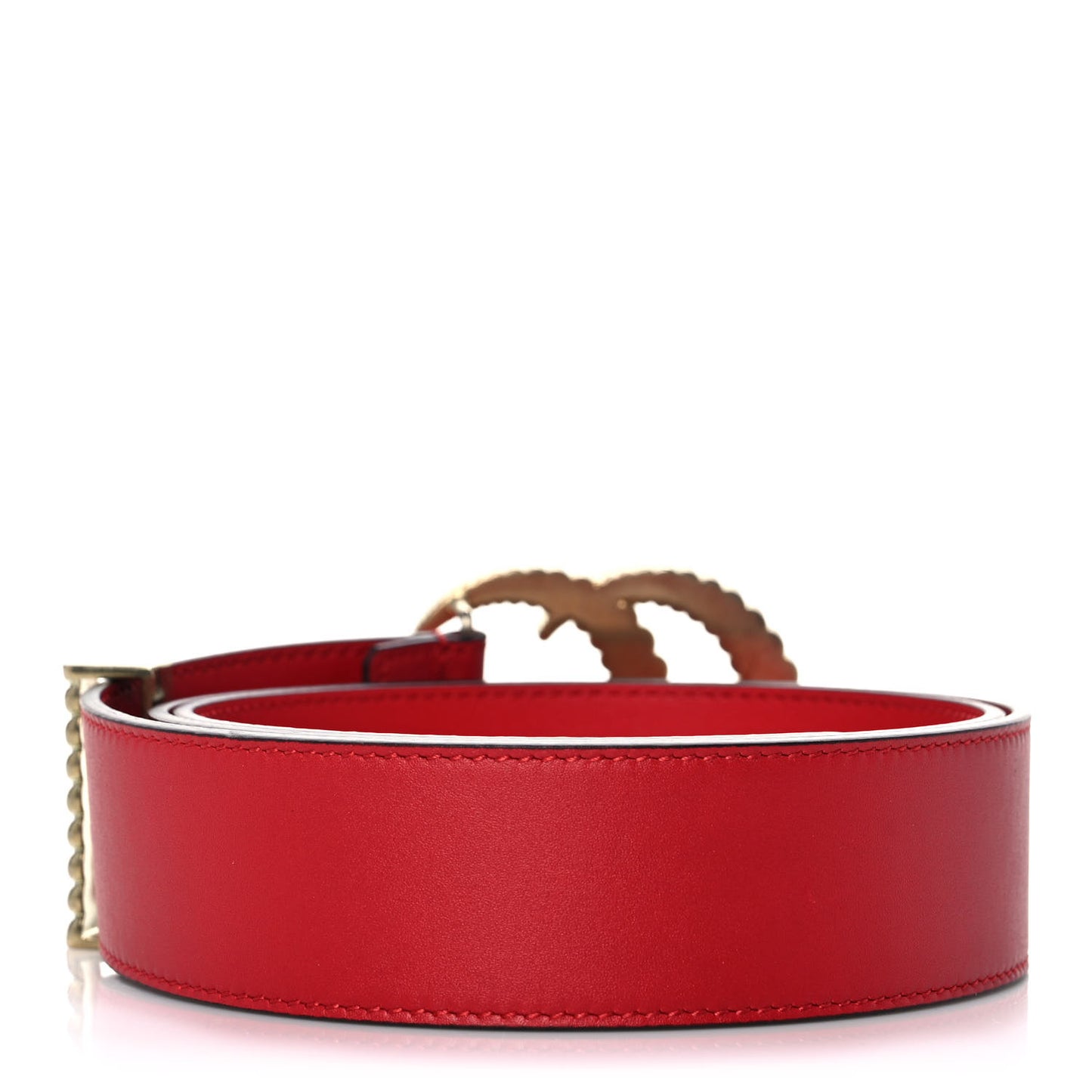 Moon Calfskin Torchon Double G 40mm Belt 95 38 Hibiscus Red