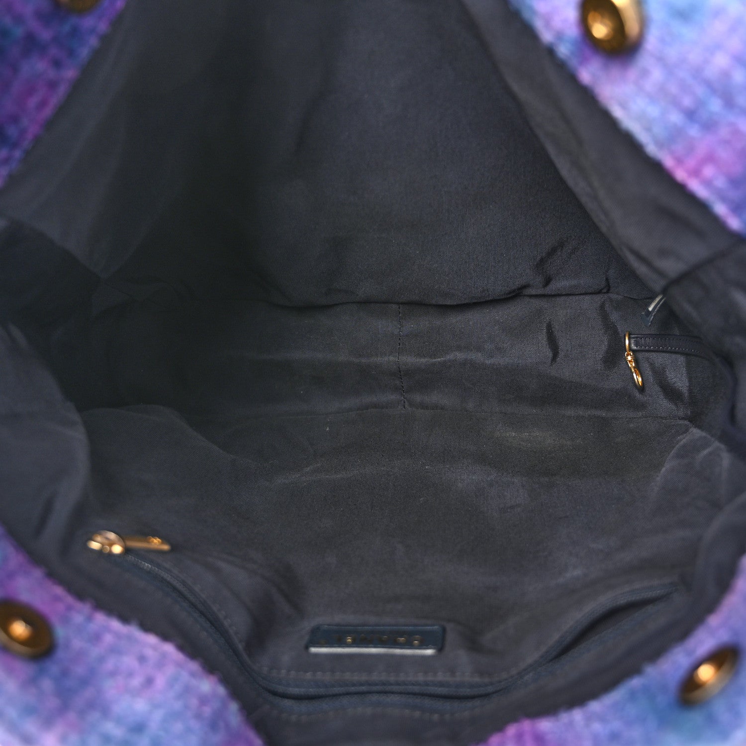 Chanel Wool Tweed CC Tote Purple Black Blue 5 of 14