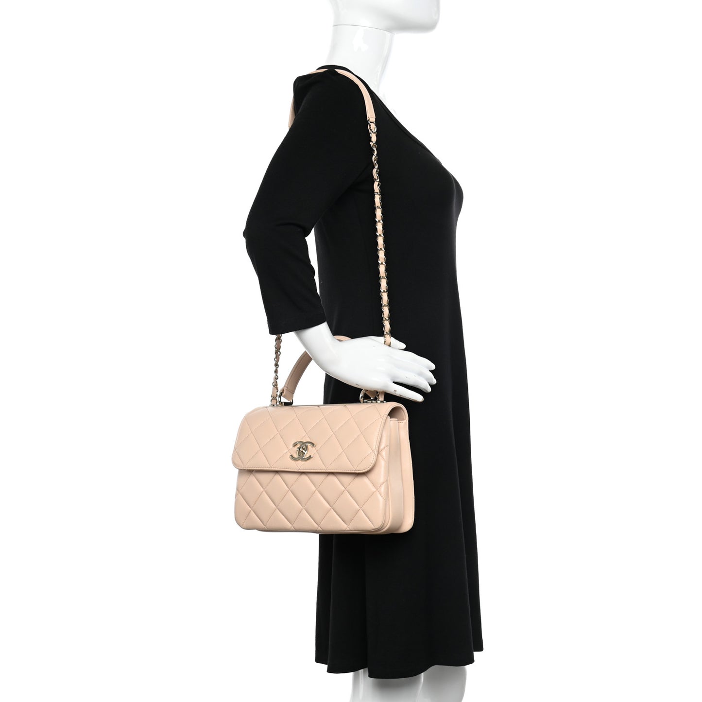 Lambskin Quilted Small Trendy CC Dual Handle Flap Bag Beige