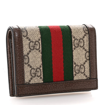 Gucci GG Supreme Monogram Web Ophidia Card Case Beige New Acero 3 of 8