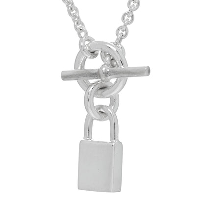 Hermes Sterling Silver Cadenas Kelly Lock Pendant Necklace 4 of 6