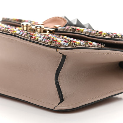 Valentino Garavani Vitello Crystal Embellished Mini Glam Lock Rockstud Flap Multicolor Brown 9 of 9