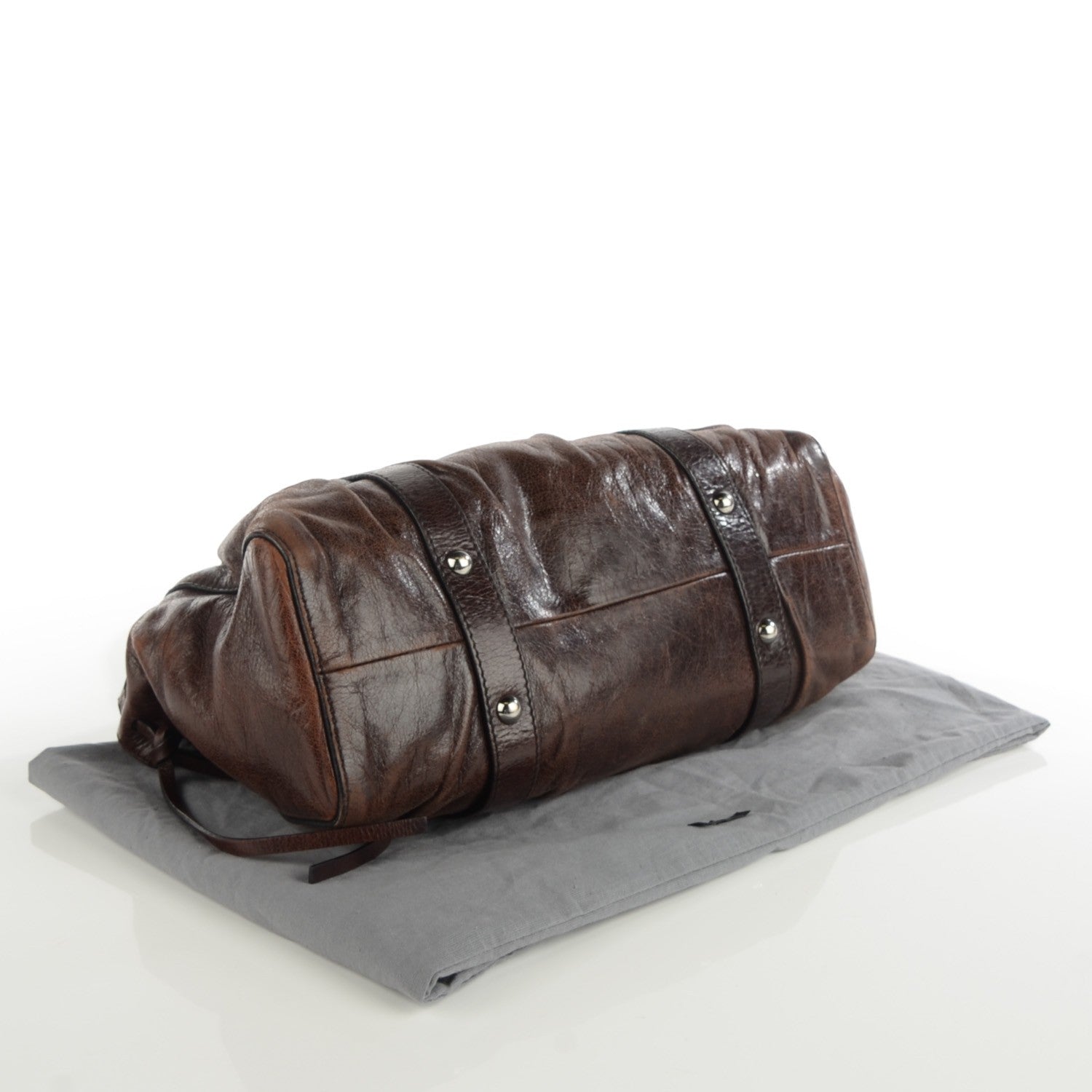 Miu Miu Vitello Lux Gathered Tote Dark Brown 4 of 8