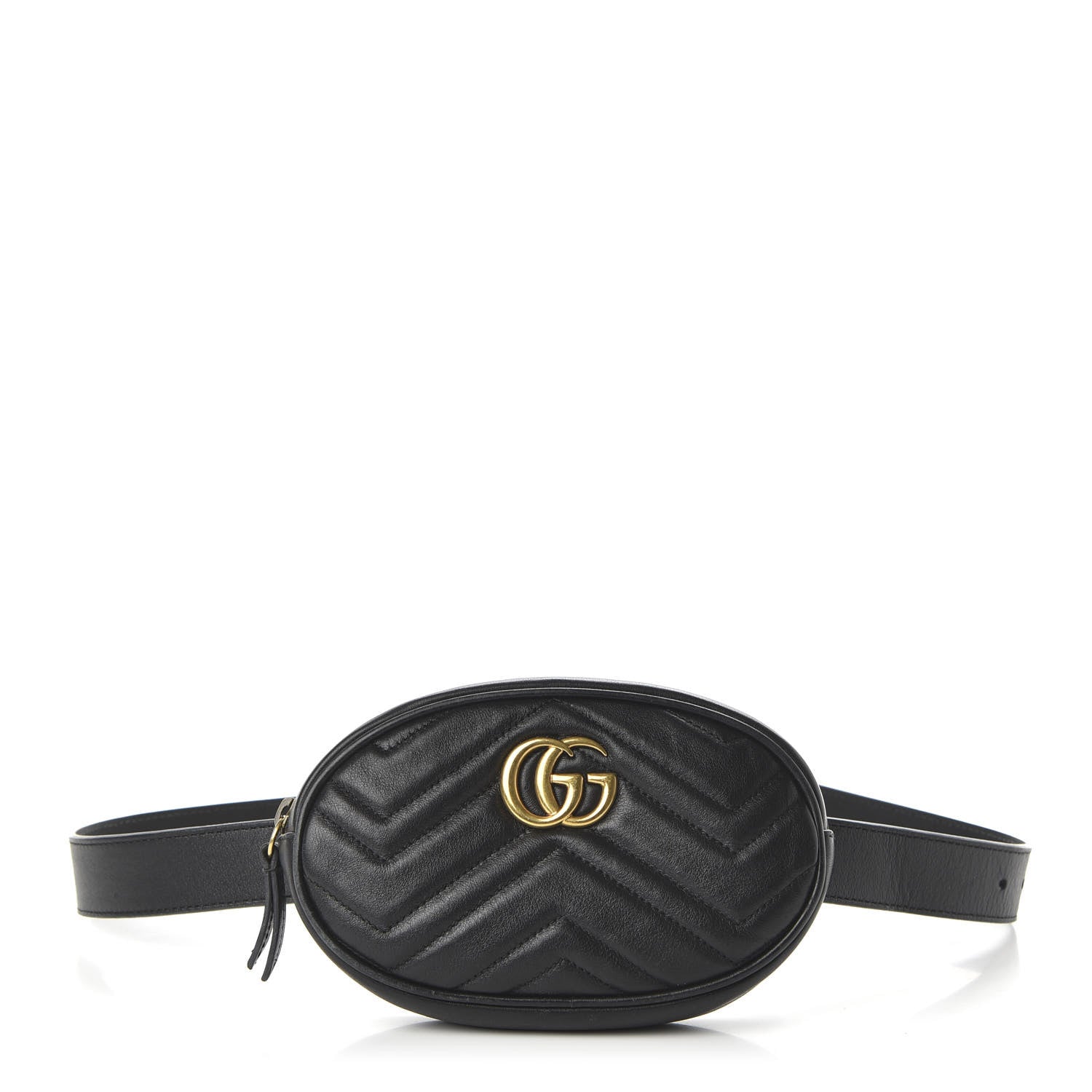 Gucci Calfskin Matelasse GG Marmont Belt Bag 85 34 Black 1 of 10