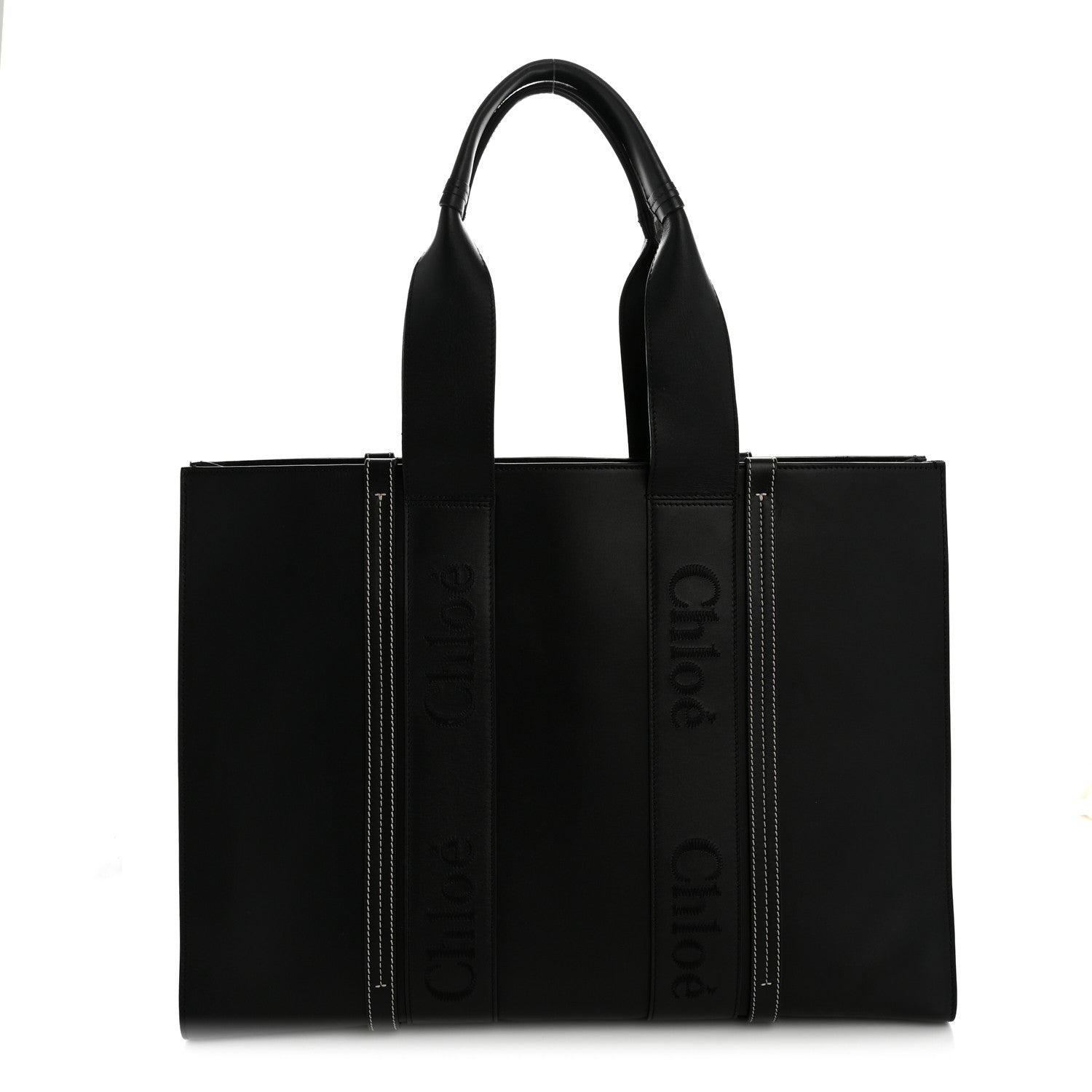 Chloe Calfskin Large Woody Tote Black 1 of 13
