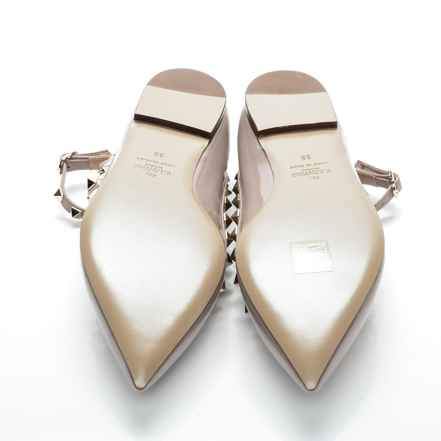 Valentino Garavani Patent Rockstud Cage Ballerina Flats 38 Poudre 5 of 9
