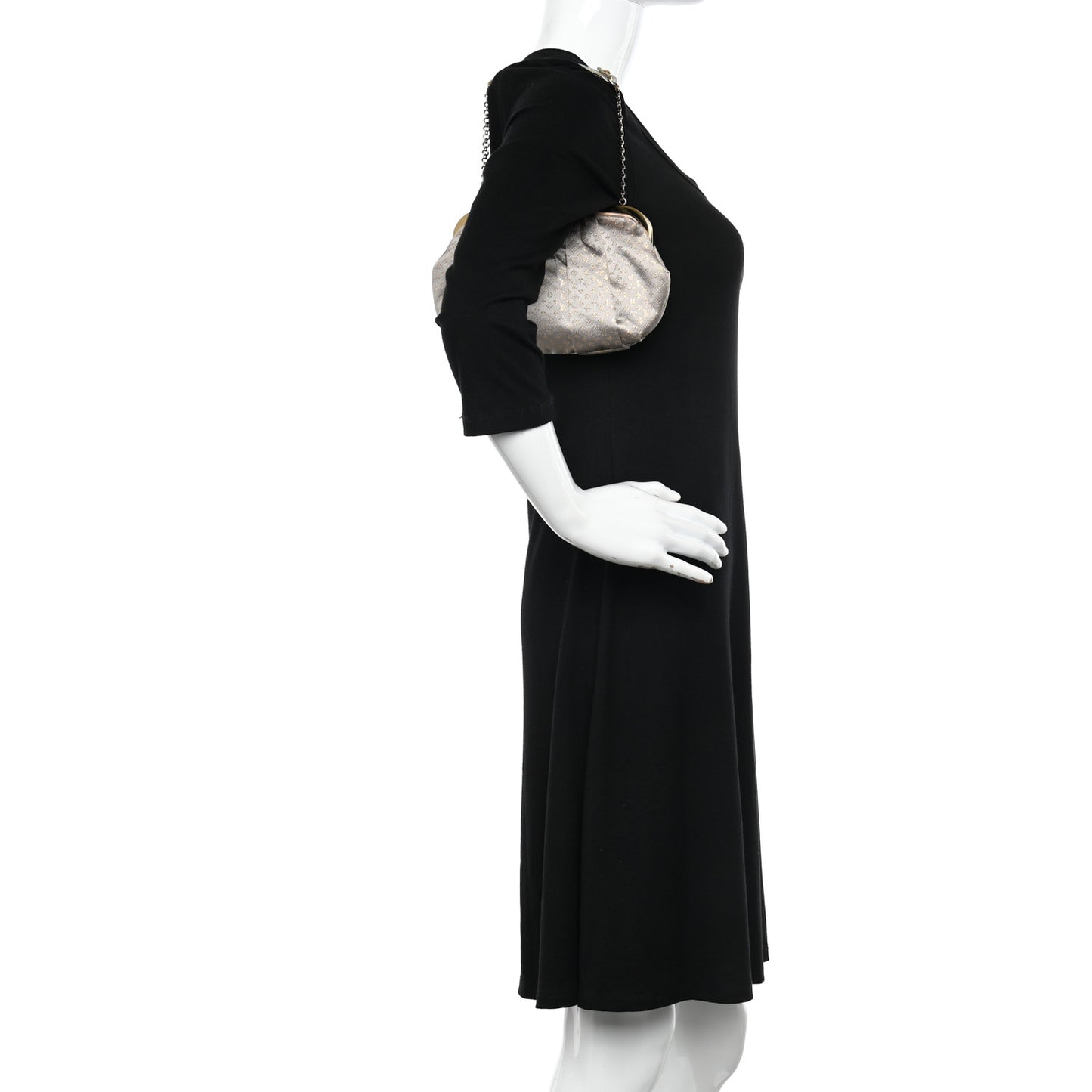 Satin Monogram Aumoniere Clutch Silver