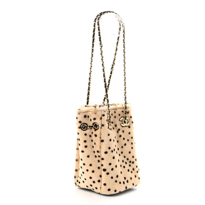 Chanel Pony Hair Cheetah Printed CC Chain Bucket Bag Light Beige Black 2 of 10