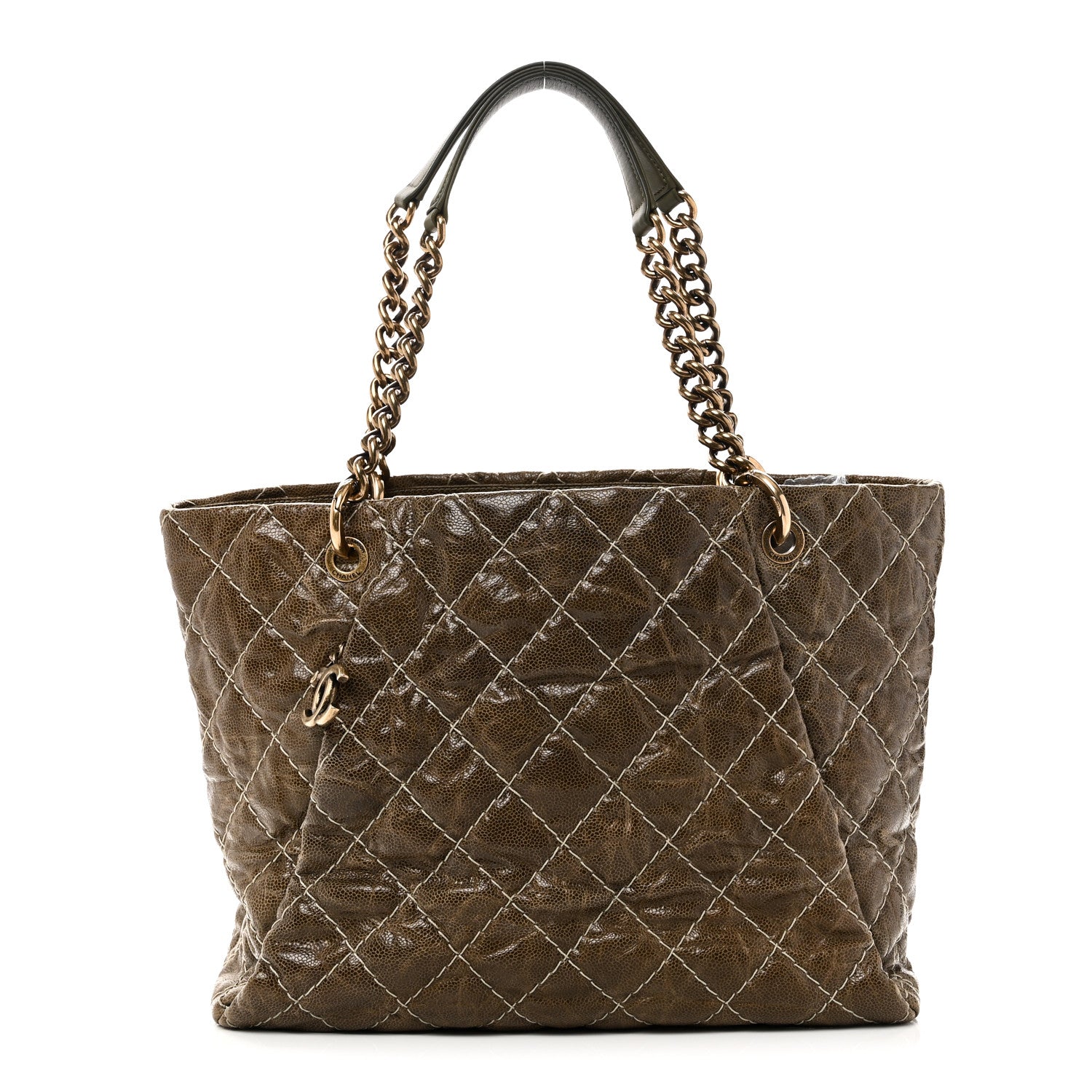 Chanel Crumpled Grained Calfskin Large Coco Pleats Tote Khaki 1 of 10