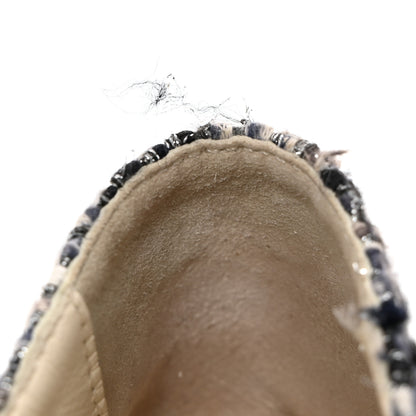 Chanel Metallic Tweed Lambskin CC Espadrilles 37 Blue Black Silver 5 of 9