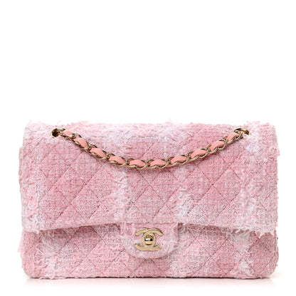 Chanel Tweed Medium Double Flap Light Pink White 1 of 12