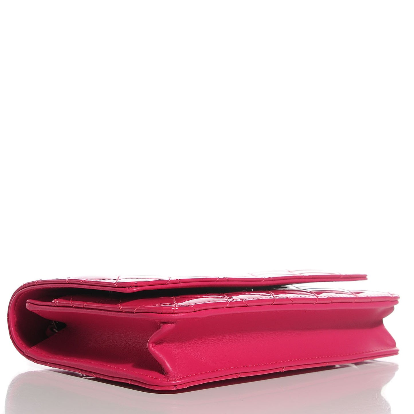 Patent Quilted Wallet On Chain WOC Fuchsia