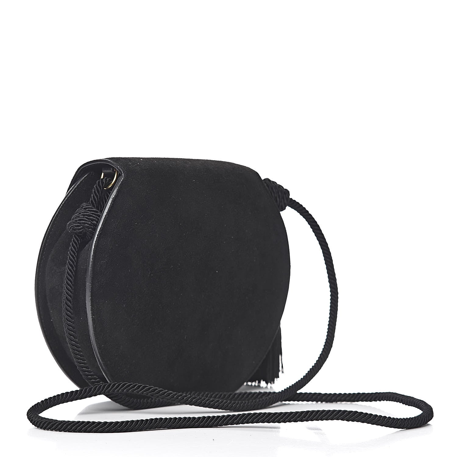 Saint Laurent Suede Tassel Demie Lune Minaudiere Black 3 of 10