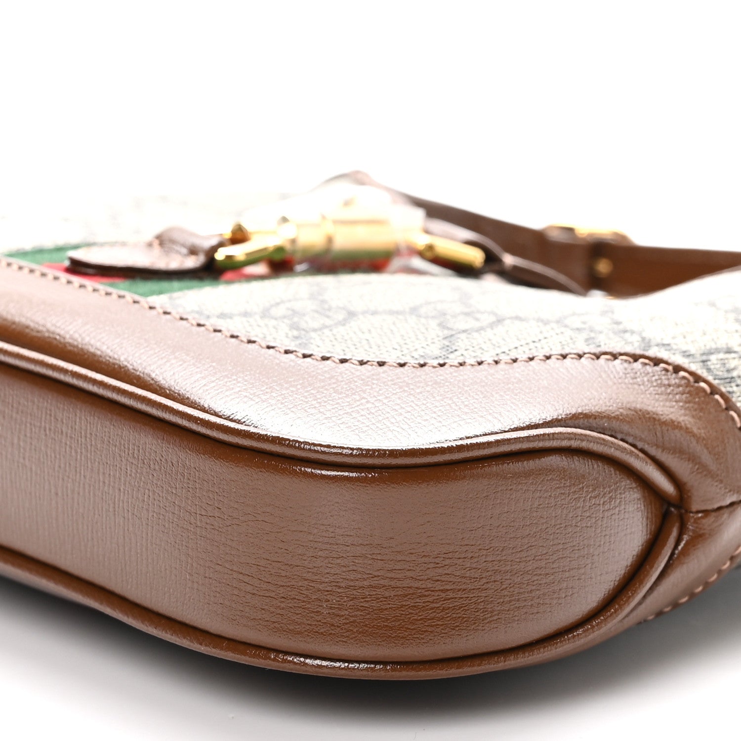 Gucci GG Supreme Monogram Azalea Calfskin Web Mini Jackie 1961 Hobo Beige Ebony Brown Sugar 10 of 10