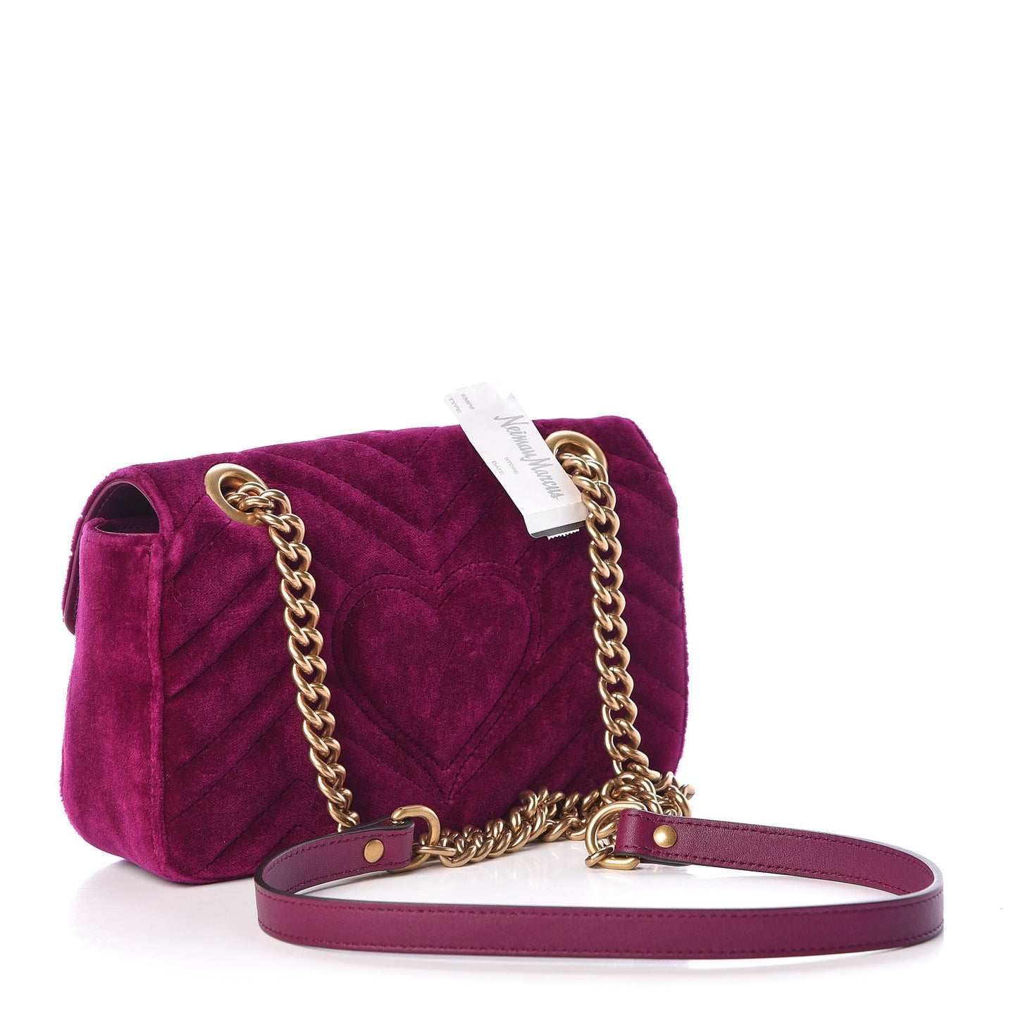 Velvet Matelasse Mini GG Marmont Shoulder Bag Fuchsia Violet Cyclamen