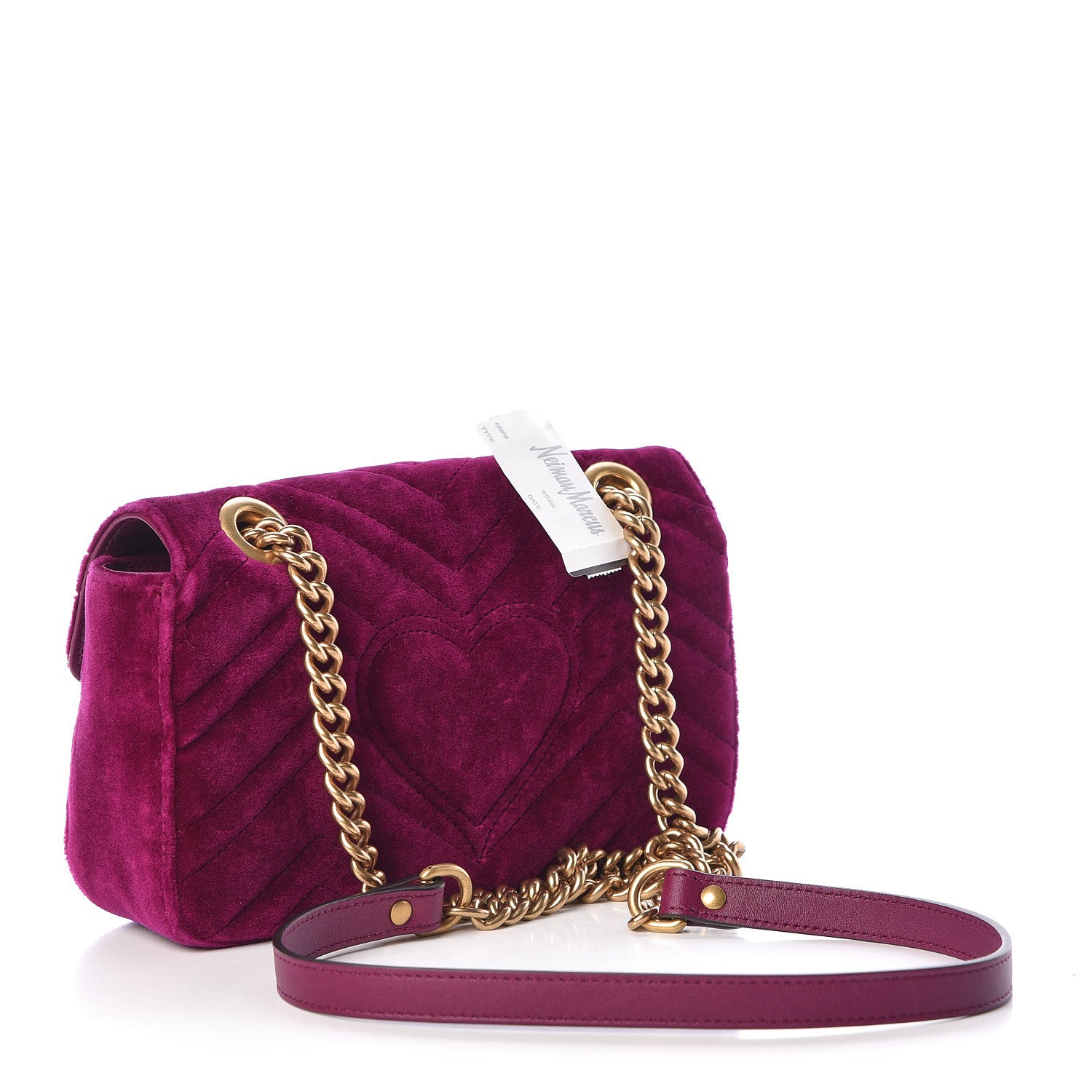 Gucci Velvet Matelasse Mini GG Marmont Shoulder Bag Fuchsia Violet Cyclamen 3 of 14