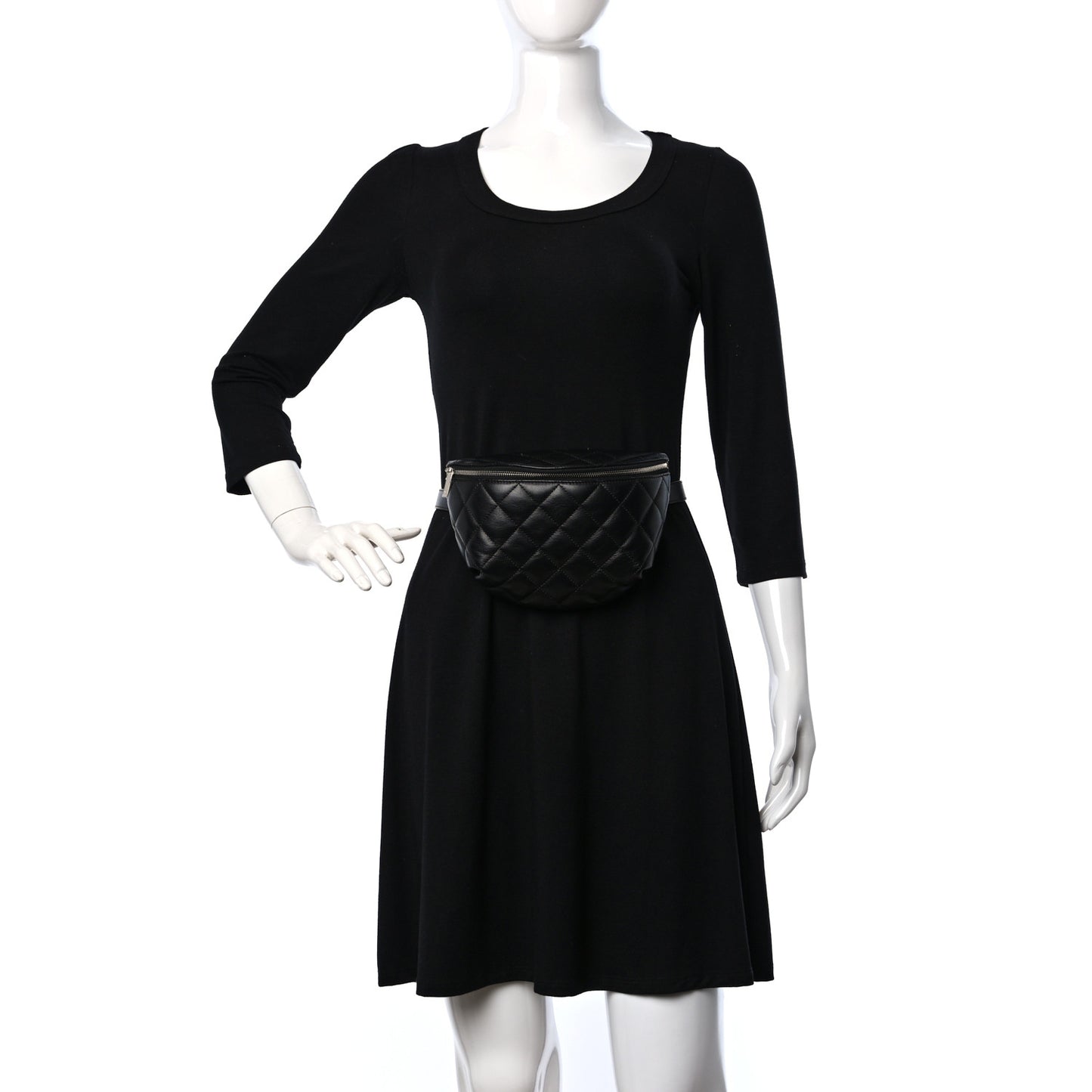 Lambskin Quilted Waist Belt Bag Black