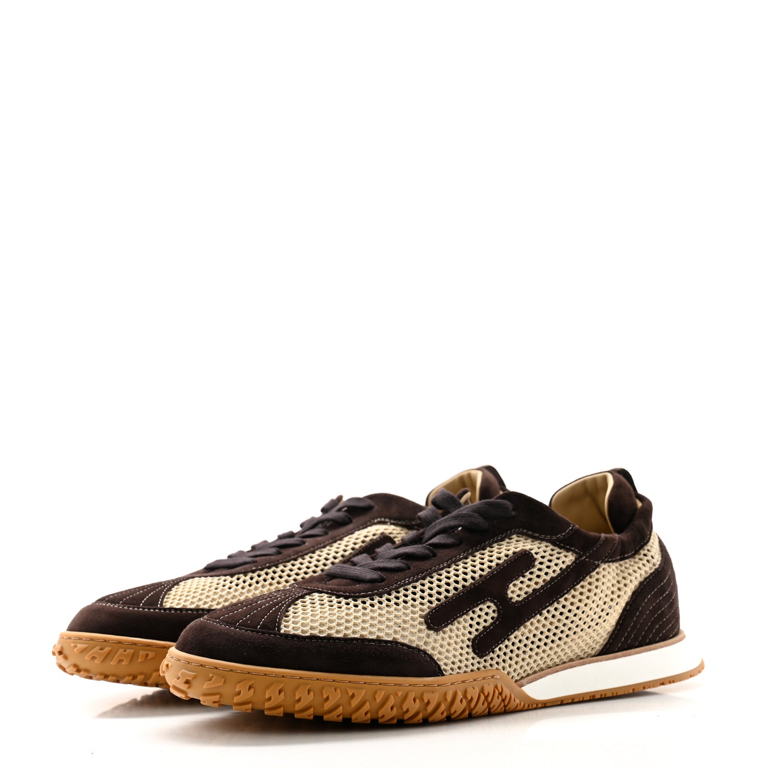 Hermes Technical Canvas Suede Goatskin Jet Sneakers 45 Beige Marron 3 of 8