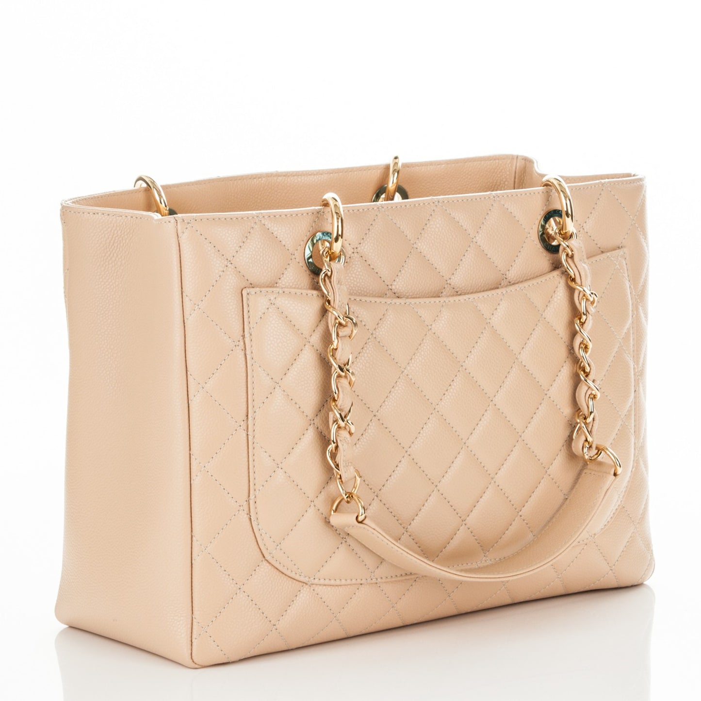 Caviar Quilted Grand Shopping Tote GST Beige Clair
