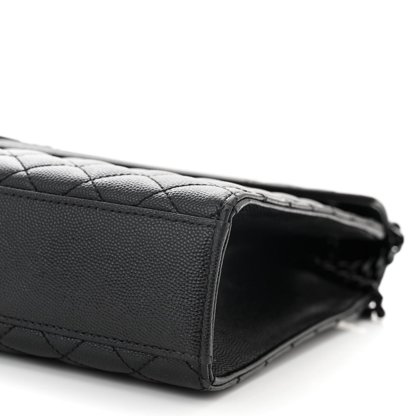 Grain De Poudre Textured Mixed Matelasse Large Triquilt Monogram Monochrome Satchel Black