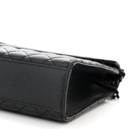 Saint Laurent Grain De Poudre Textured Mixed Matelasse Large Triquilt Monogram Monochrome Satchel Black 10 of 10